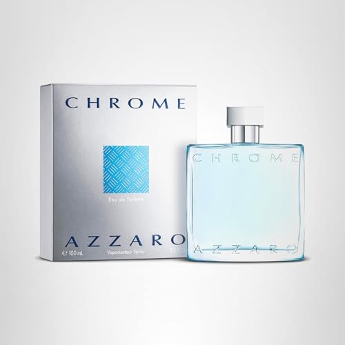 Azzaro Chrome Eau de Toilette - Fresh Aquatic Mens Cologne - Citrus, Woody, Musky Fragrance -Fresh Notes of Bergamot - Everyday Wear - Classic Summer Beach Scent - Luxury Perfumes for Men
