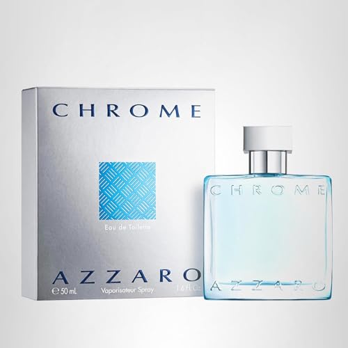 Azzaro Chrome Eau de Toilette - Fresh Aquatic Mens Cologne - Citrus, Woody, Musky Fragrance -Fresh Notes of Bergamot - Everyday Wear - Classic Summer Beach Scent - Luxury Perfumes for Men