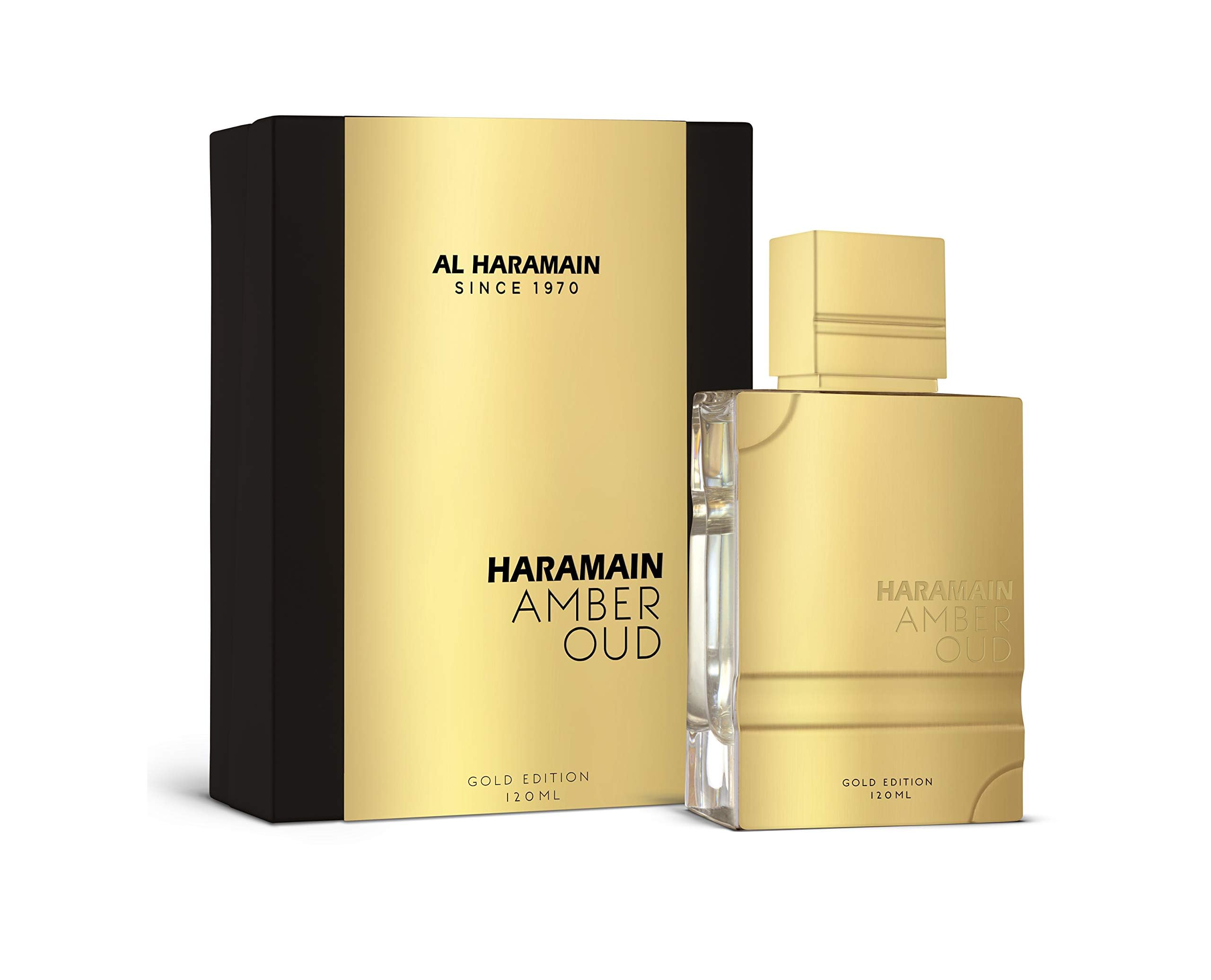 Haramain Al Amber Oud Gold Edition for Unisex - Arabian Perfume for Women & Men - Long Lasting Fragrance with Bergamot, Jasmine, Patchouli, Musk, Vanilla Notes - Arabic Eau de Parfum Spray - 3.33 oz