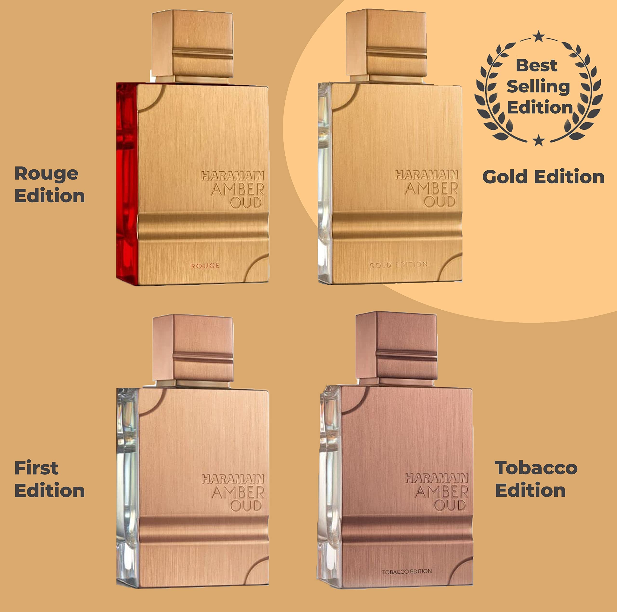 Haramain Al Amber Oud Gold Edition for Unisex - Arabian Perfume for Women & Men - Long Lasting Fragrance with Bergamot, Jasmine, Patchouli, Musk, Vanilla Notes - Arabic Eau de Parfum Spray - 3.33 oz